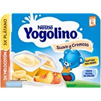 Nestlé iogolino Postre Lácteo Suave y Cremoso con Sabor Plátano y Melocotón a Partir de 6 Meses - Paquete de 6 x 60 g…